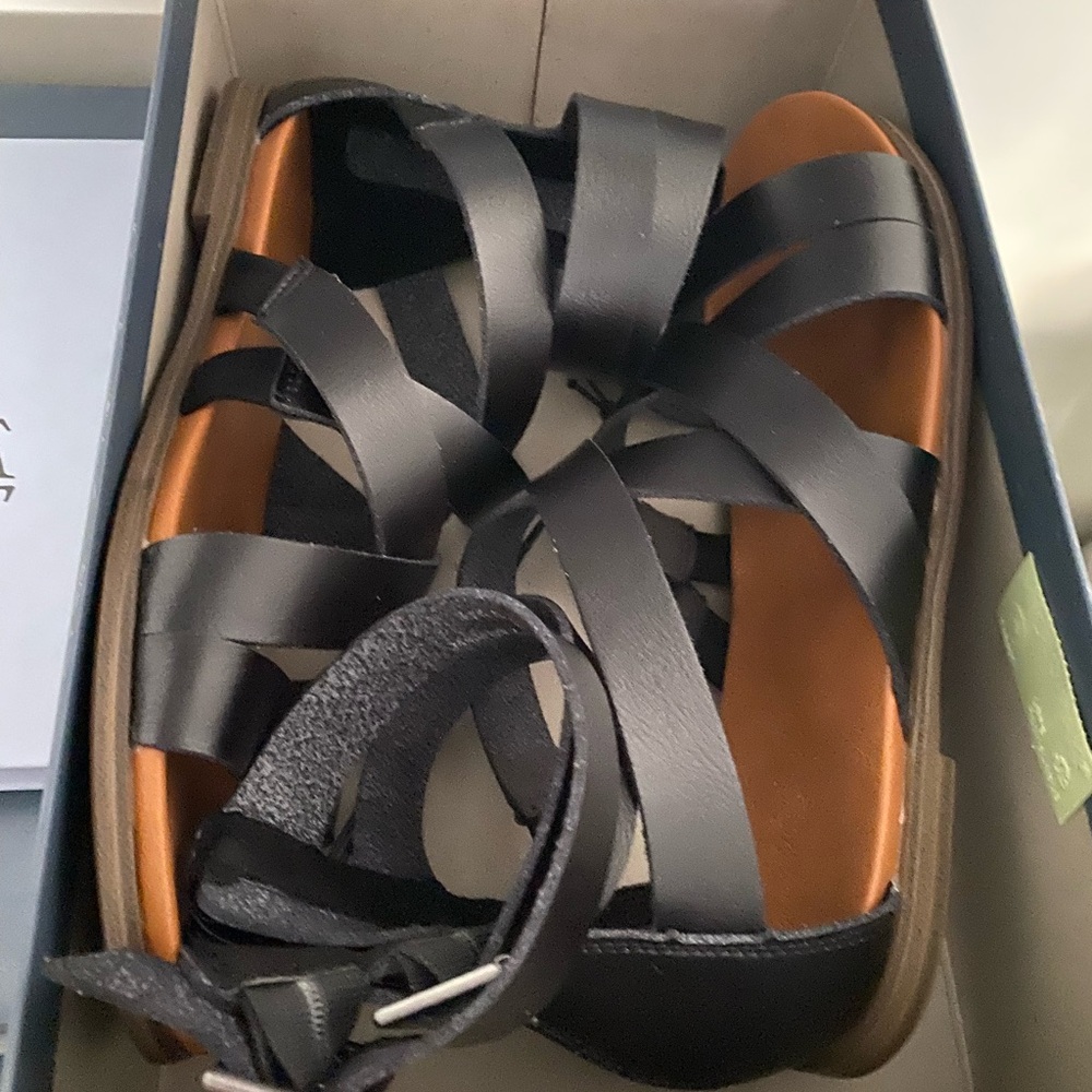 Women's Black Leather Sandals